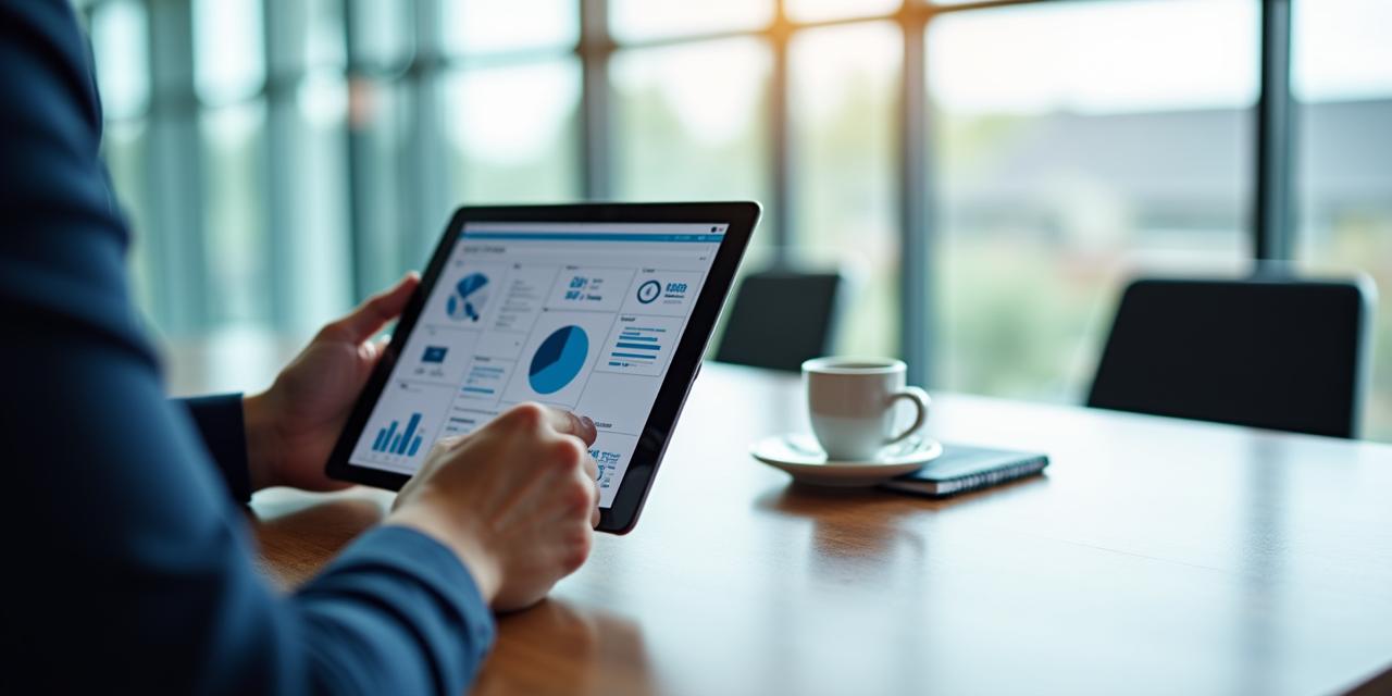 Professionista HR che analizza dati su un tablet in un ufficio moderno